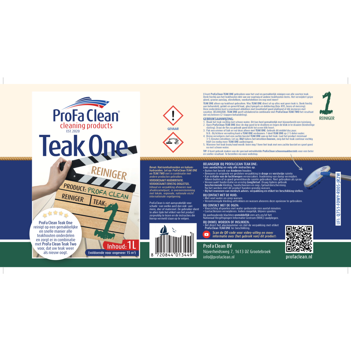 ProFa Clean Teak-Pflegeset 2 × 1 L mit Besenbürste – Produktdetails 3
