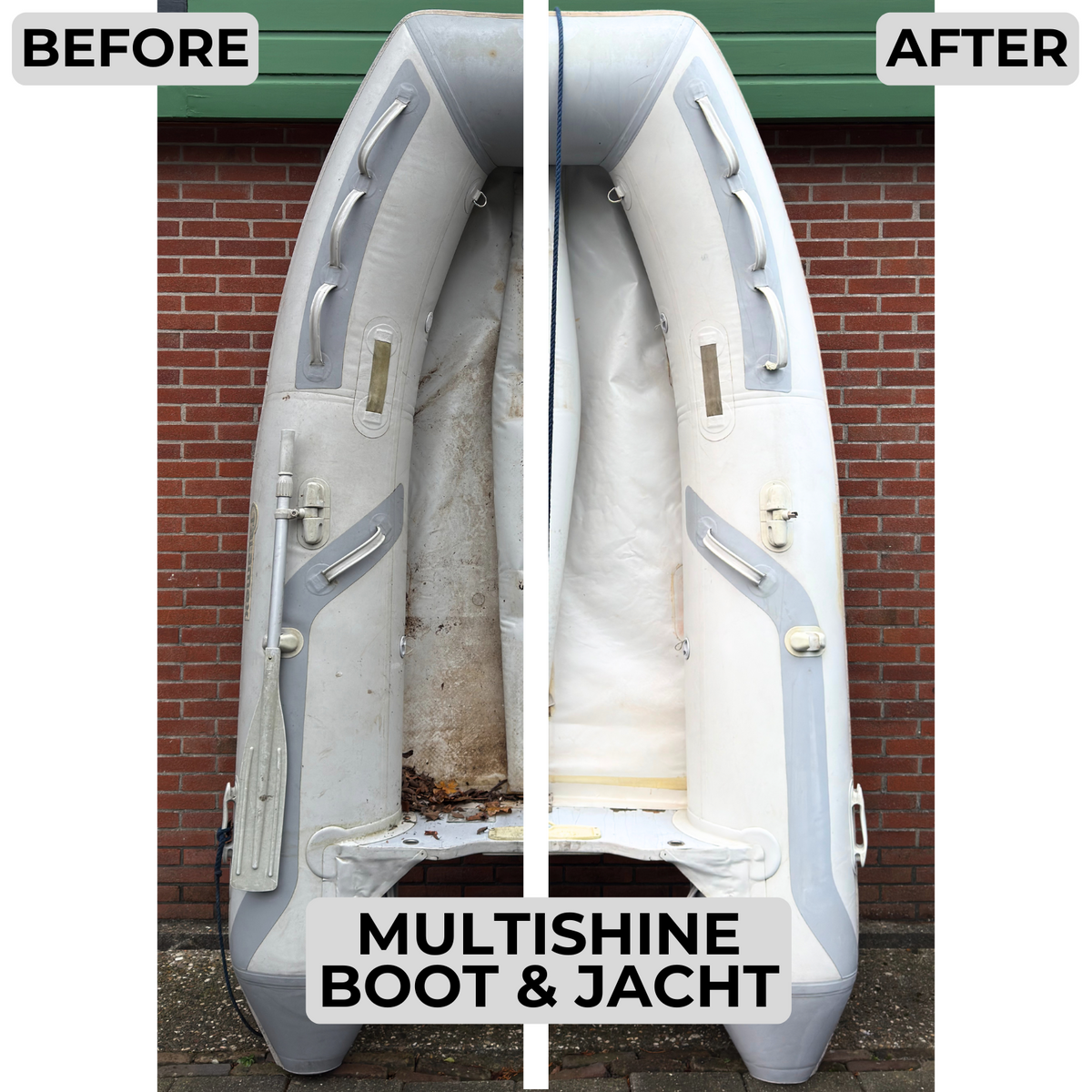 ProFa Clean Boots-Pflegeset mit Multishine, Handbürste und Tuch – Anwendung am Boot 2